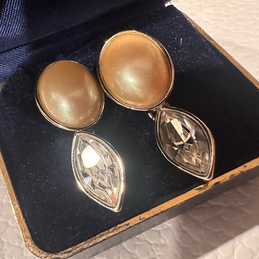 Yves Saint Laurent YSL Pearl Drop Studded Earrings